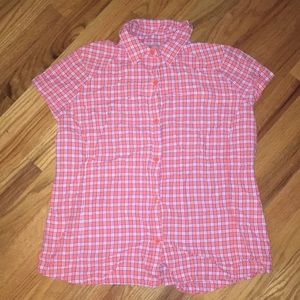 Columbia Omni Shade Coral Plaid Button Up Sz XL